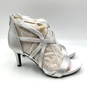 6W 6 WIDE WIDTH Lifestride Womens Masquerade‎ Silver Dress Sandals Heels Shoes